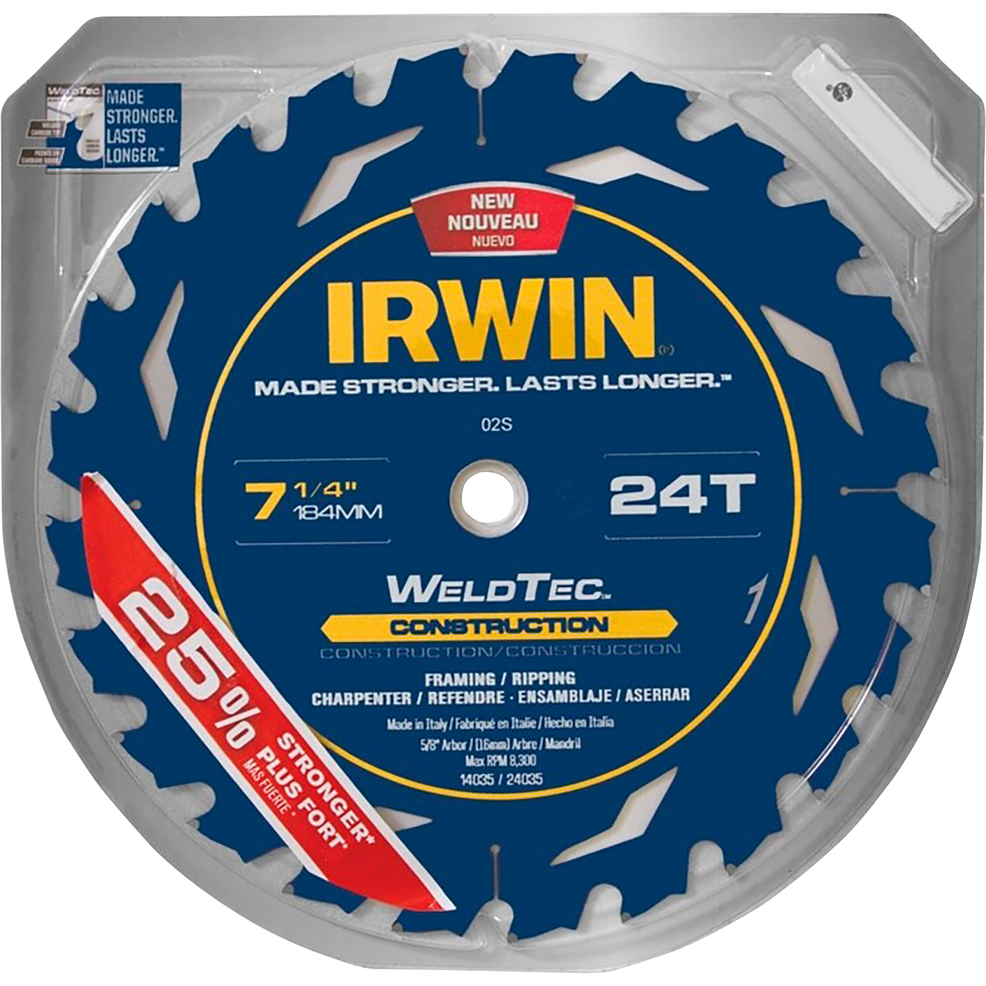 thumbnail image 2 of IRWIN Classic Series 7-1/4” Circular Saw Blades 24T – Pack Of 10, Carbide Multi-Purpose 2 of 5